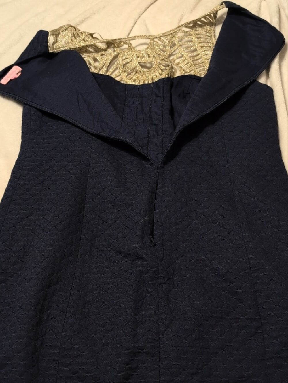 Lilly Pulitzer Black Mini Dress with Gold Embellished Panel - Picture 8 of 8